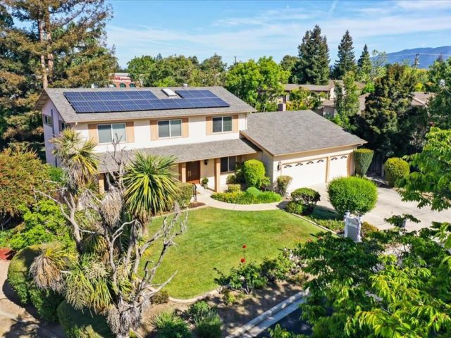 A house with solar panels on the roof.