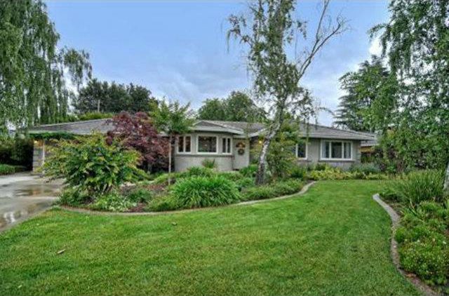 A large yard with trees and bushes in the background.