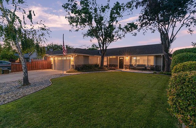 A large yard with a flag in the middle of it.